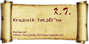 Krajcsik Tatjána névjegykártya